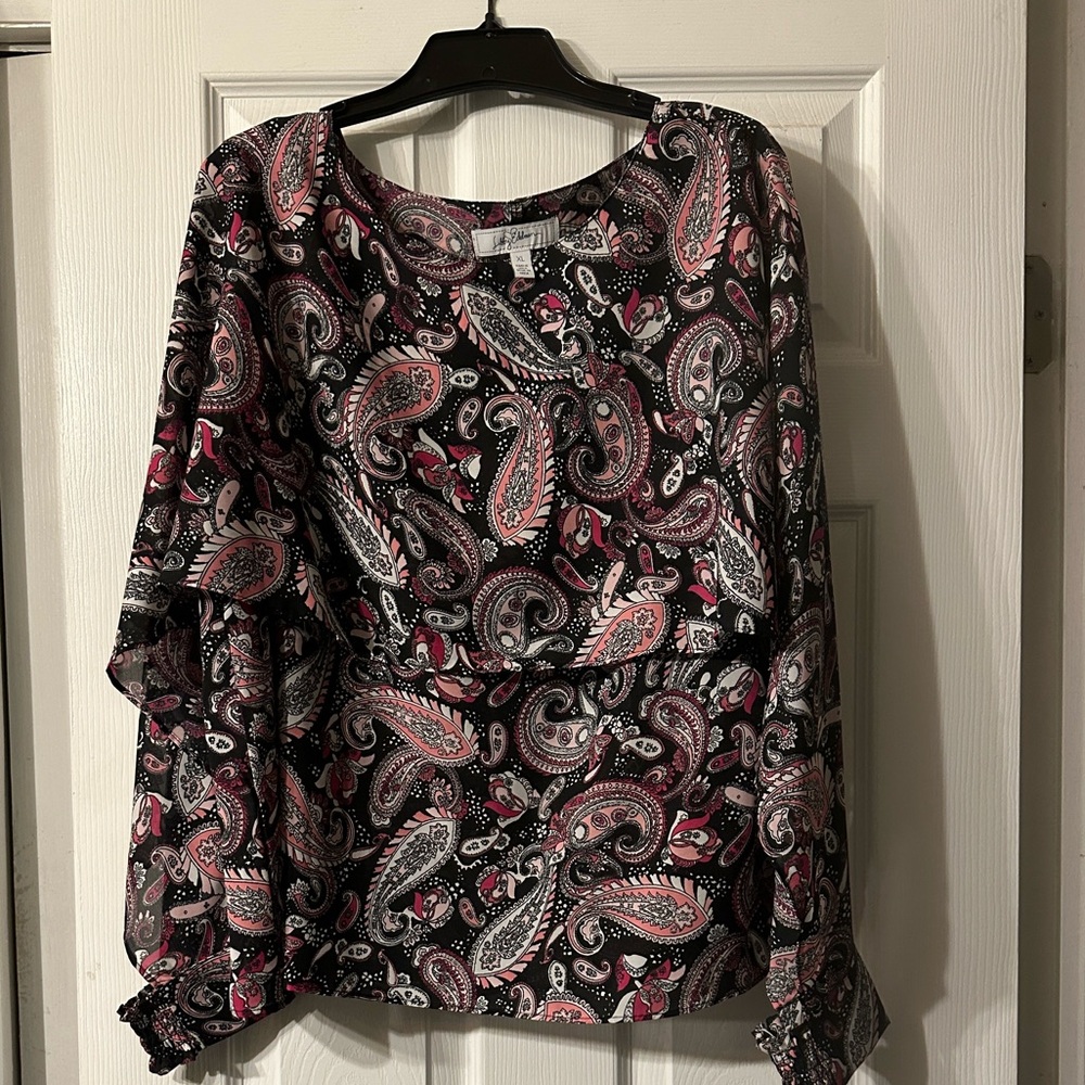 Lily Edelman paisley “cape” blouse